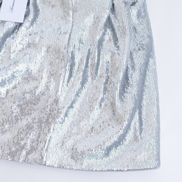 Lovers + Friends Silver Shimmery Sequin Mini Skirt with Belt S  NWT - Picture 5 of 10